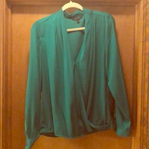 Striking green silk like banana republic blouse